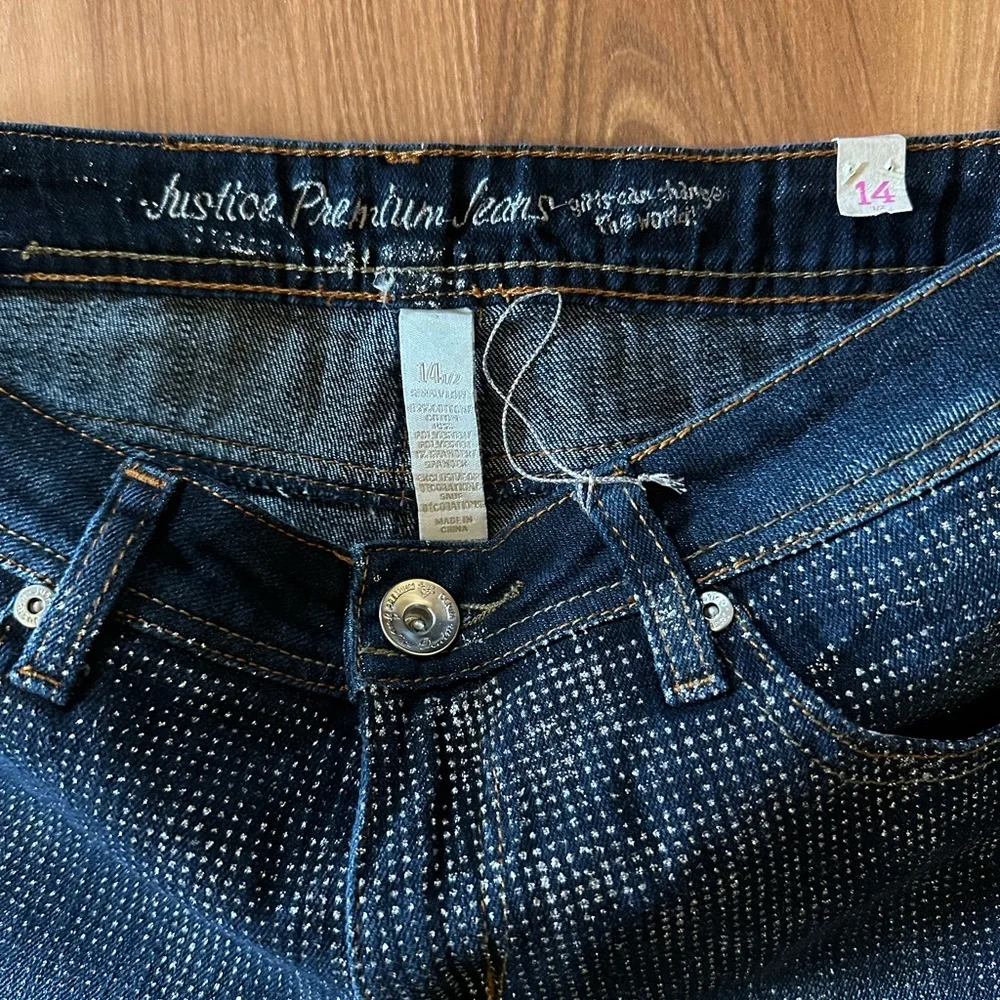 Justice glitter jeans size 14.5 bling, sparkly, sparkle, tween - Picture 7 of 7